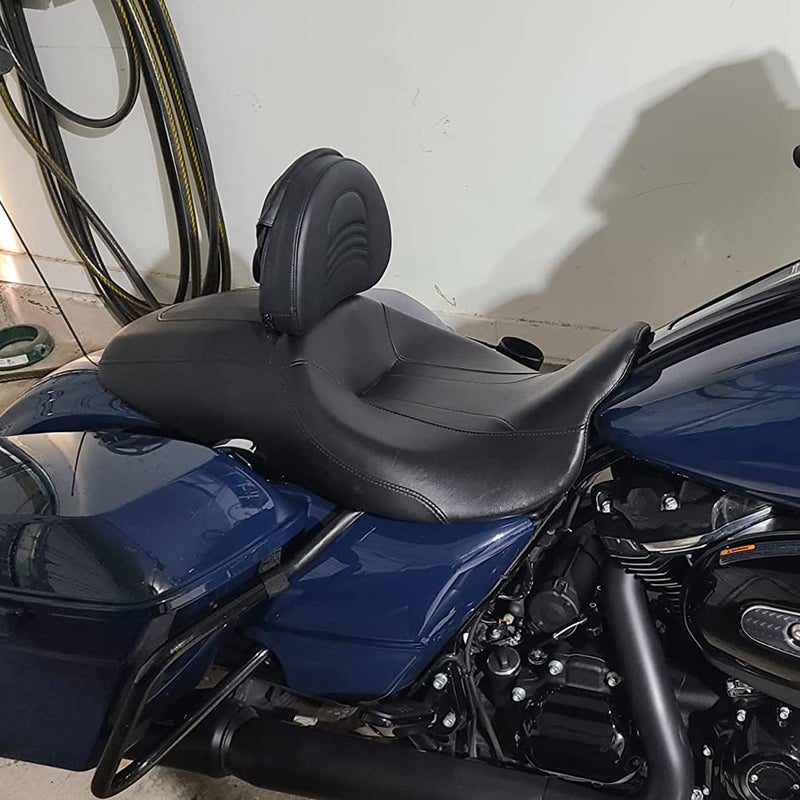 AUFER Adjustable Plug-in Heavy Duty Driver Rider Backrest Kits Custom Made Compatible With For 1997-2020 2021 2022 2023 2024 Touring Road King Street Glide Road Glide Electra Glide,Black - Image 3